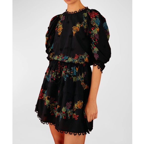 NWT $260 Farm Rio Louise Floral Embroidered A-Line Mini Dress - Various Sizes! - Picture 1 of 11